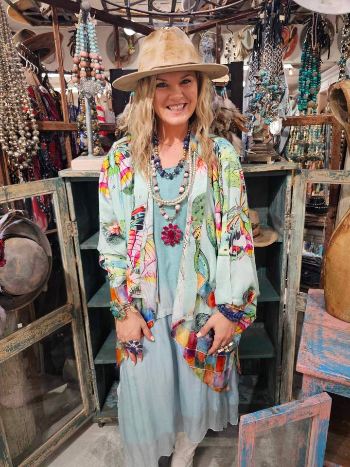 A Rare Bird Shop - Wholesale Kimono - Women's - Cactus Butterfly Satin Kimono
