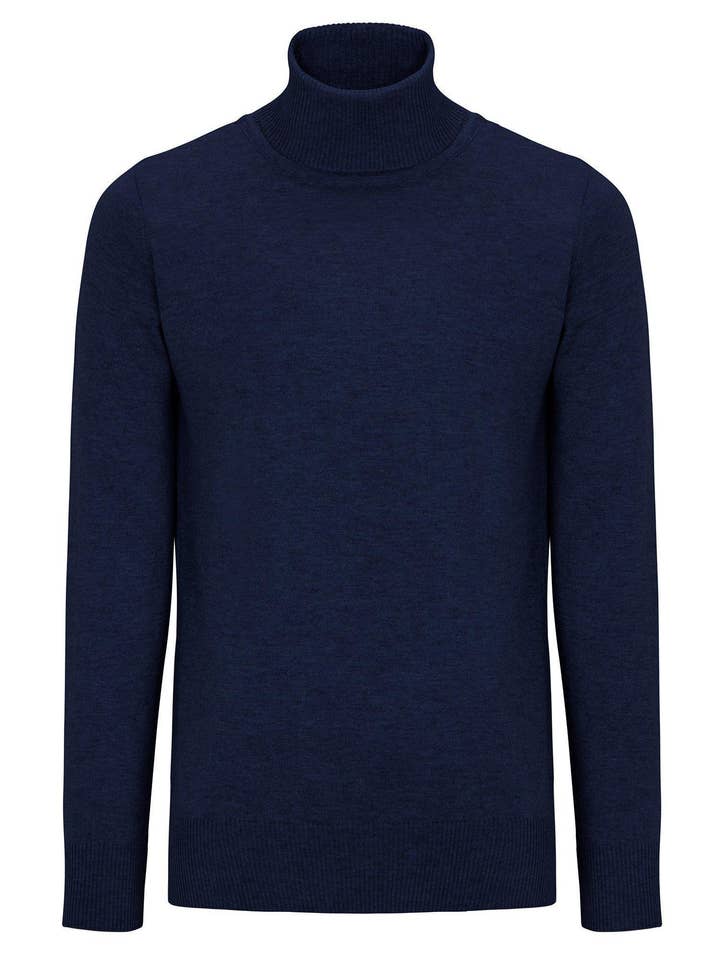 Maglione a collo alto da uomo - Navy per la vendita all'ingrosso da parte di Ron Tomson