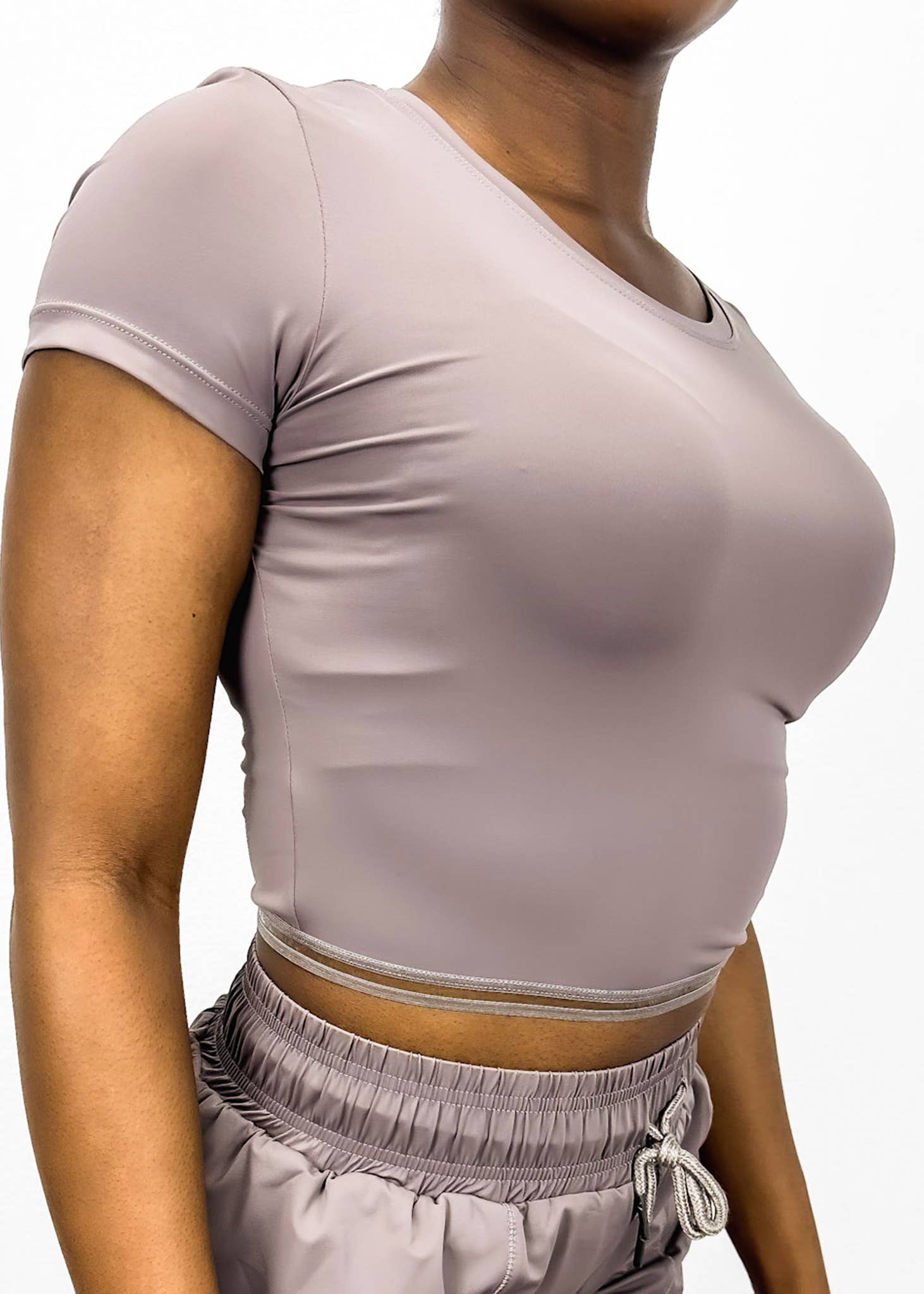 Active by Anna-Kaci - Wholesale Athletic Top - Women's - Fitted Cropped Mesh Trim Tee7