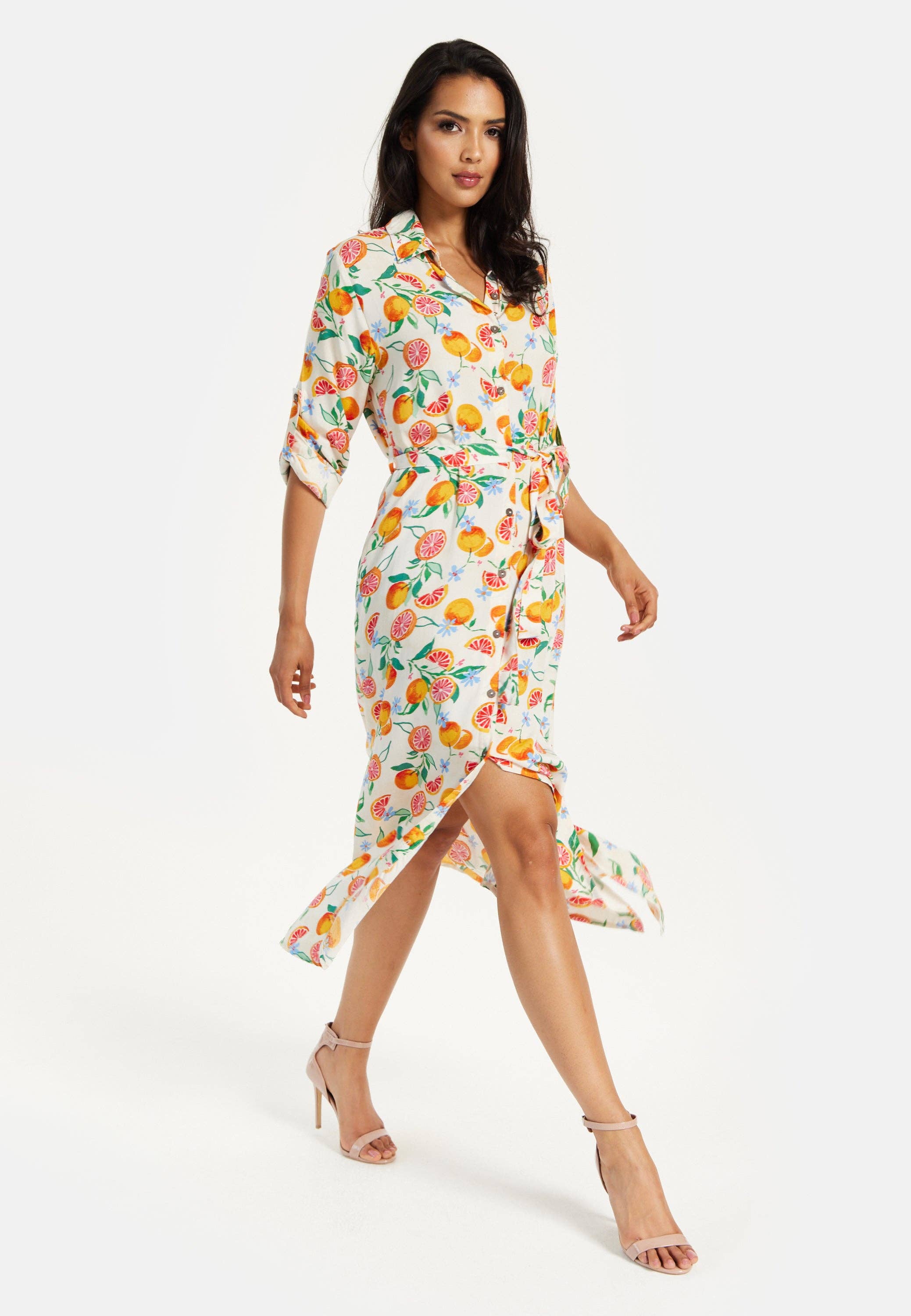 Multi coloured Liquorish Fruit Print Button Through Shirt Dress for wholesale on Faire2