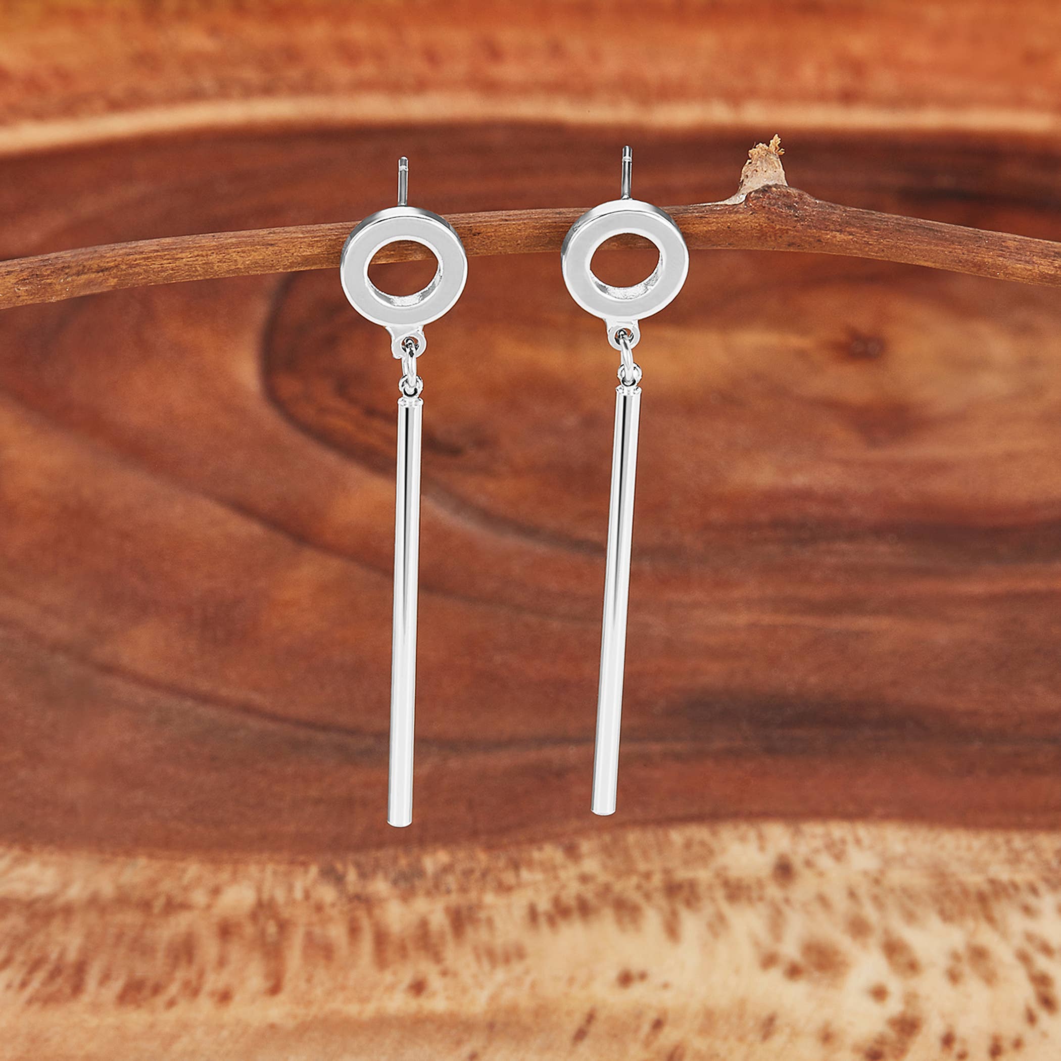 West Coast Jewelry – Großhandel Ohrhänger – Polierte silberfarbene kreisförmige baumelnde Ohrringe1