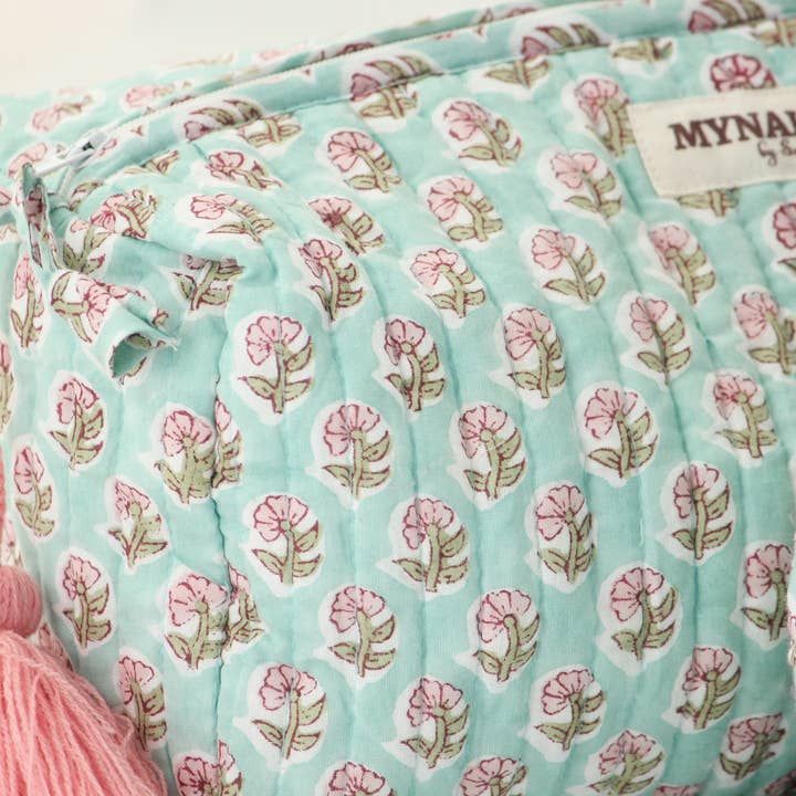 Mint floral print travel/make up/organizer/bag-Set of 3 for wholesale by MYNAHbySmitha