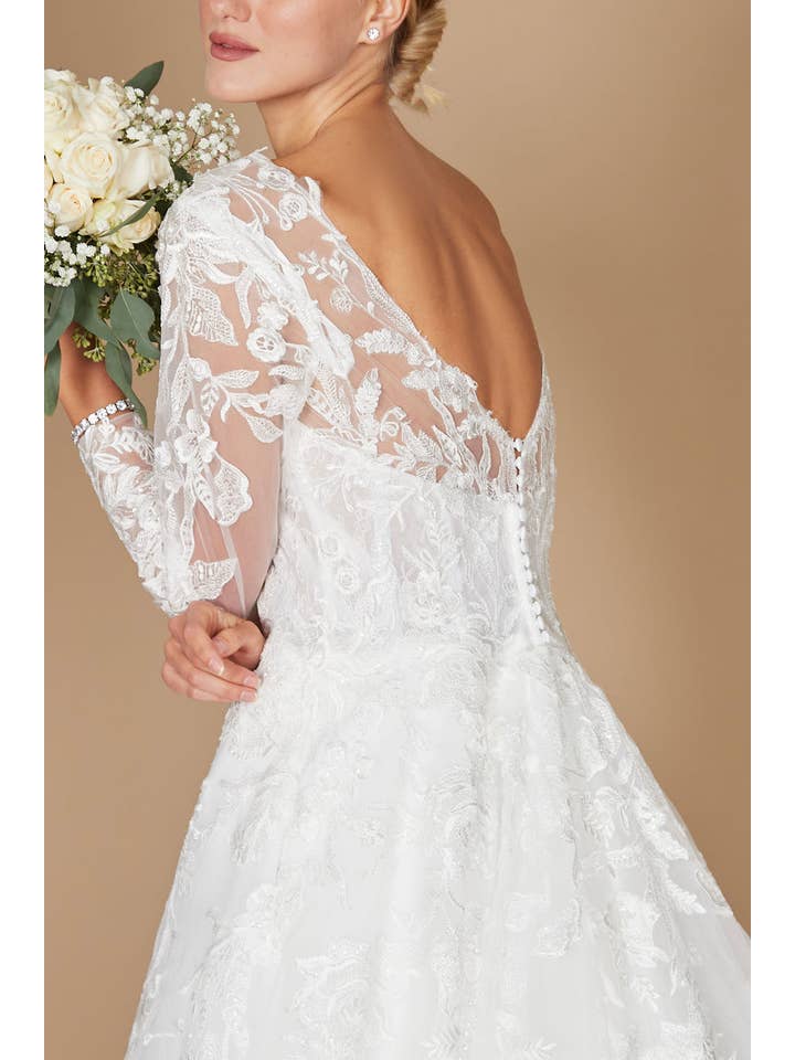 White Long Sleeve Wedding Dress for wholesale on Faire
