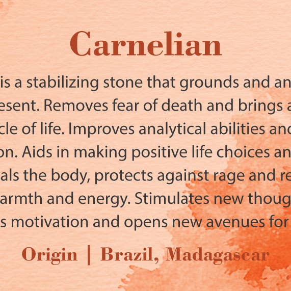 Crystal Information Cards - Carnelian for wholesale by Natures Artifacts Inc