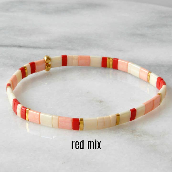 Libby & Smee - Wholesale Beaded Bracelet - Stackable Stretch Tile Bead Bracelets22