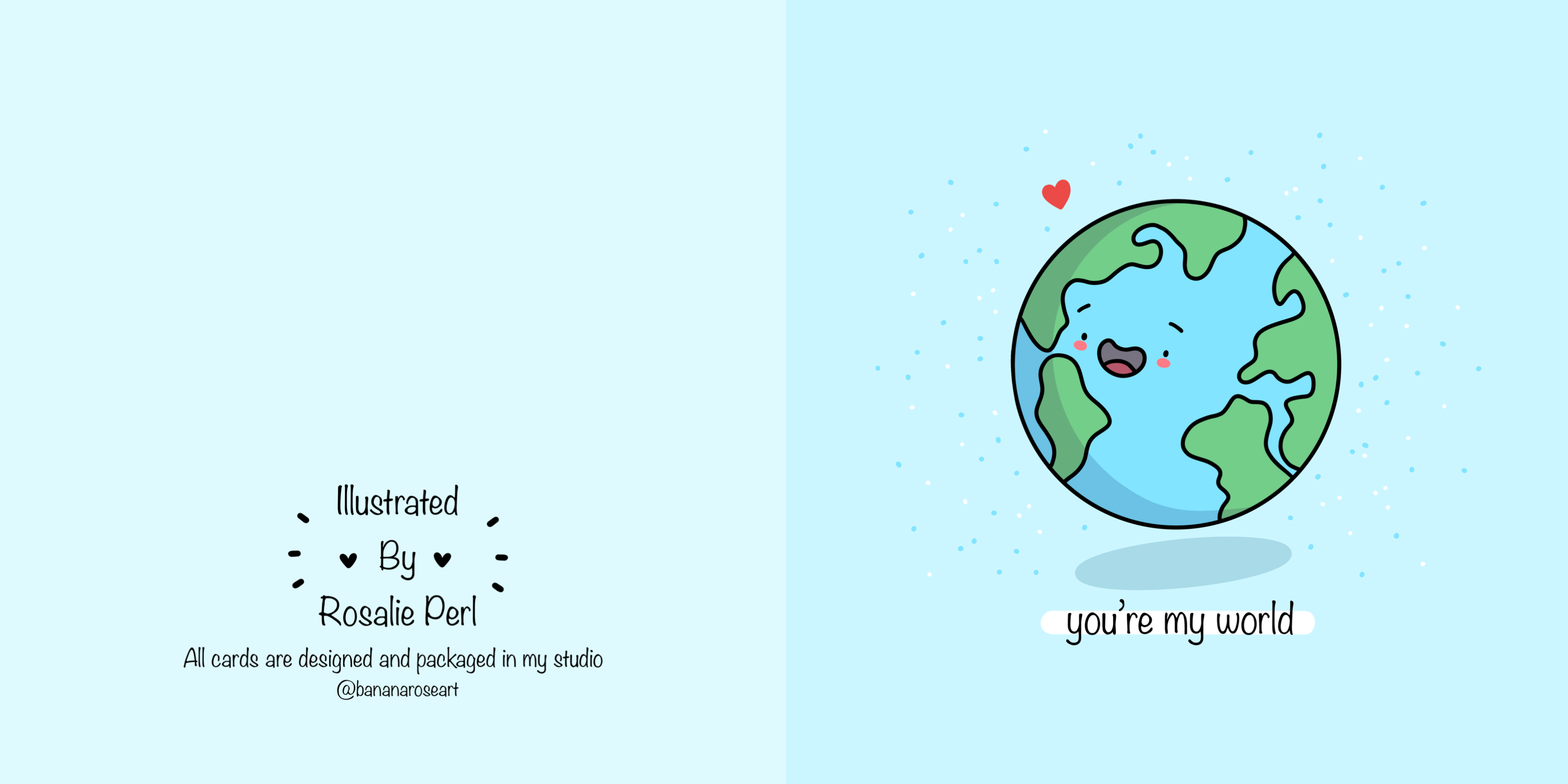 BananaRoseArt – Cartão de amor por atacado – Você é meu mundo Kawaii cartão de trocadilho romântico7