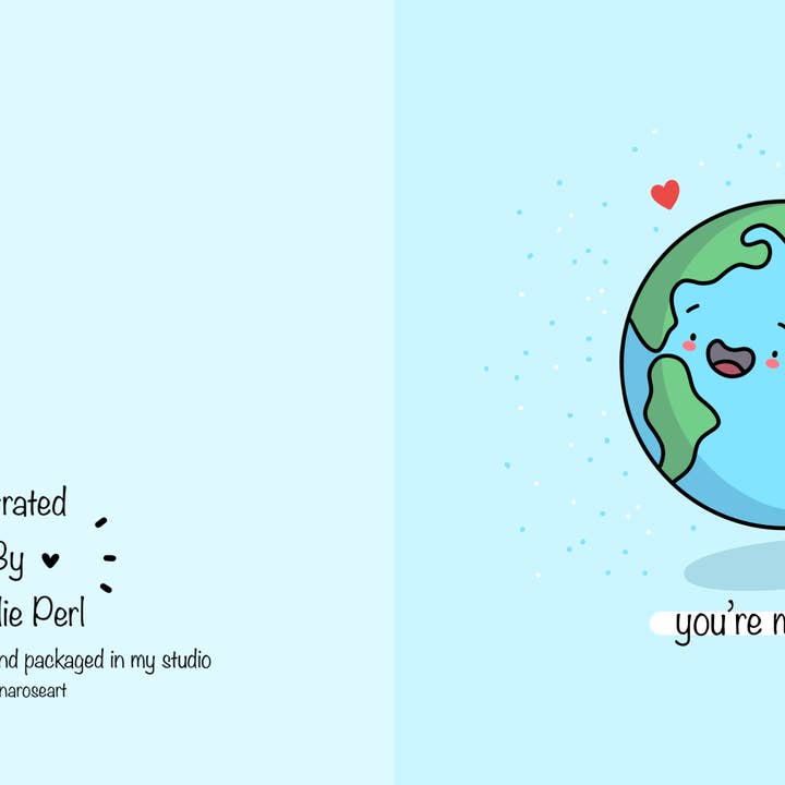 BananaRoseArt – Cartão de amor por atacado – Você é meu mundo Kawaii cartão de trocadilho romântico7