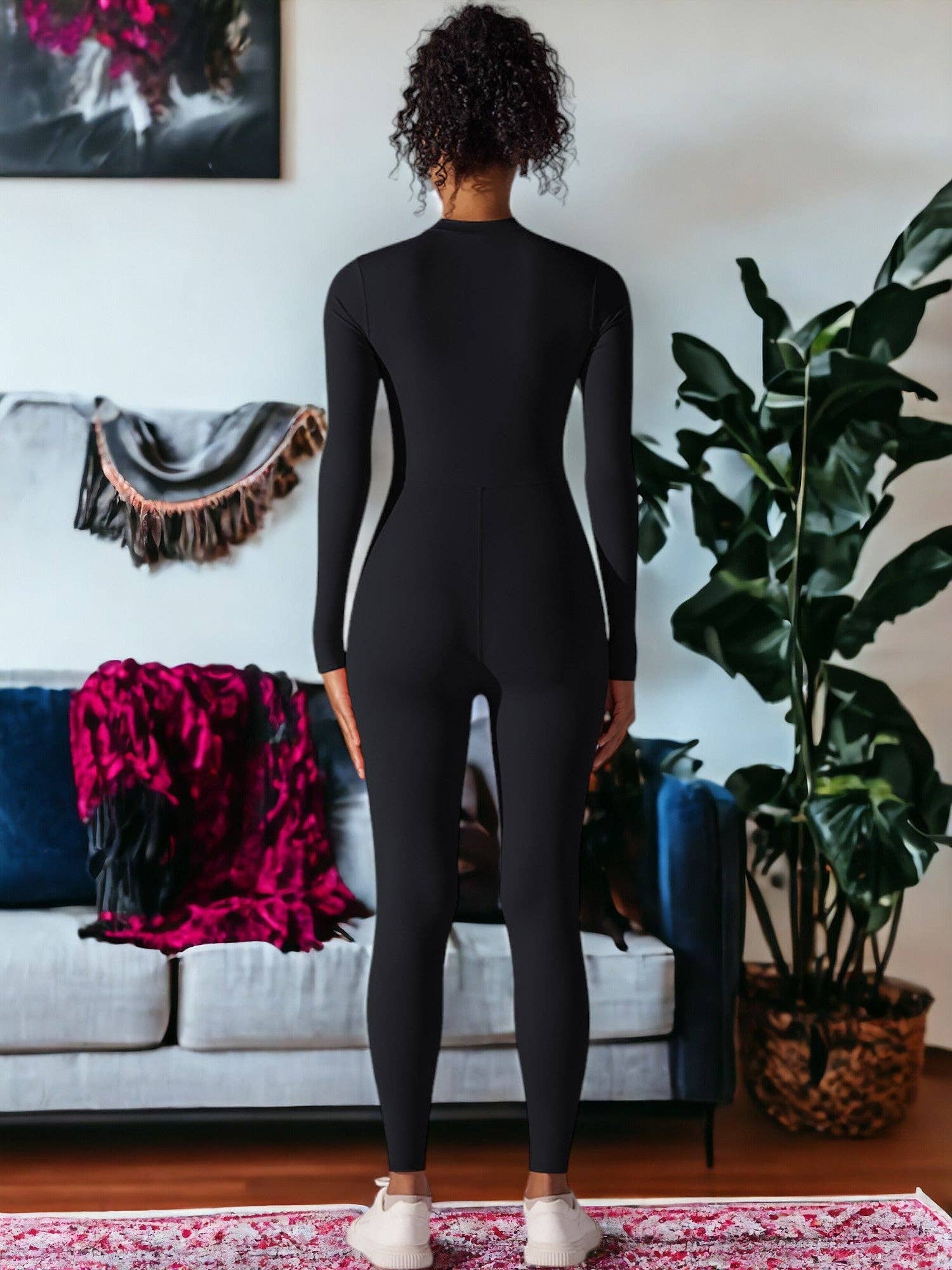 Active by Anna-Kaci - Wholesale Unitard - Women's - Long Sleeved Half-Zip One Piece Yoga Jumpsuit2