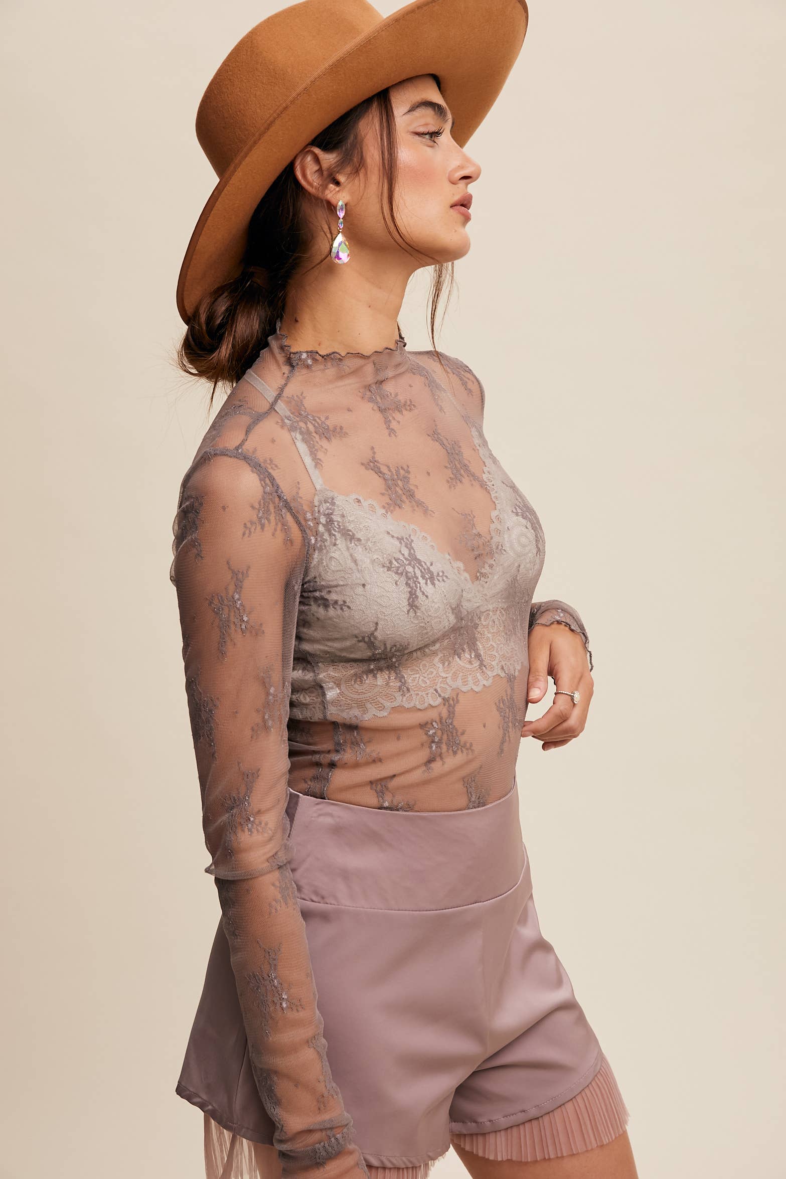 Listicle - Wholesale Blouse - Women's - Sheer Lace Long-Sleeve Top72