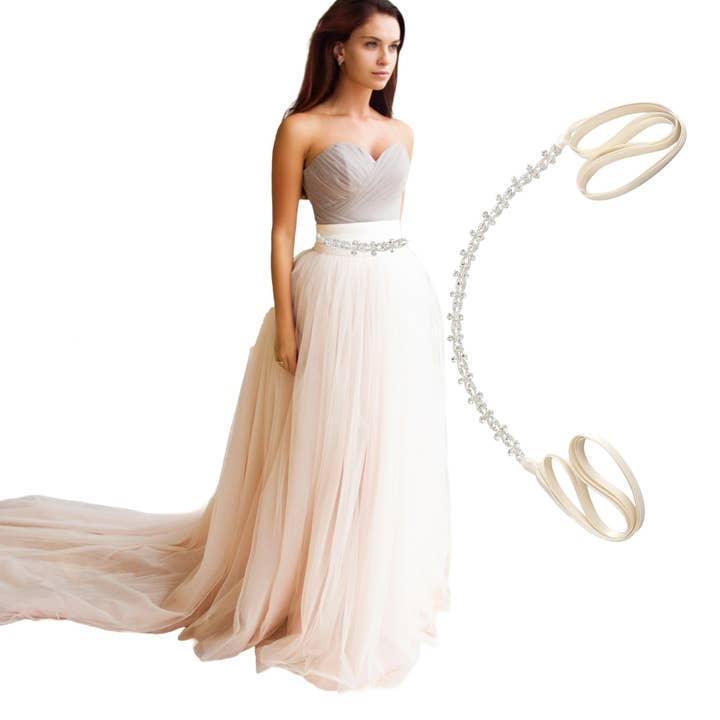 Cintura da Sposa Placcata in Argento Nastro Classico per la vendita all'ingrosso da parte di Cool Crystals