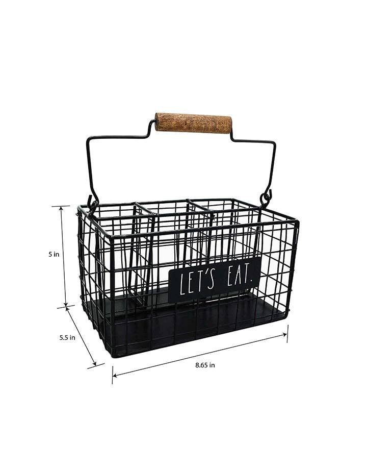 DesignStyles Home – Großhandel Utensilienhalter – Rae Dunn Besteck-Organizer aus schwarzem Metall mit 6 Fächern2