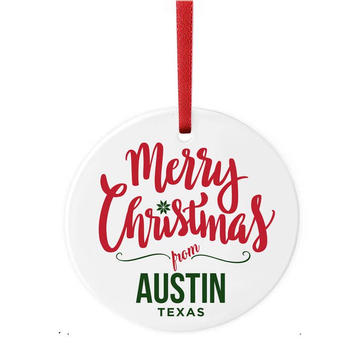 Texas Cities Ceramic Ornament for wholesale by Made in Texas Co.