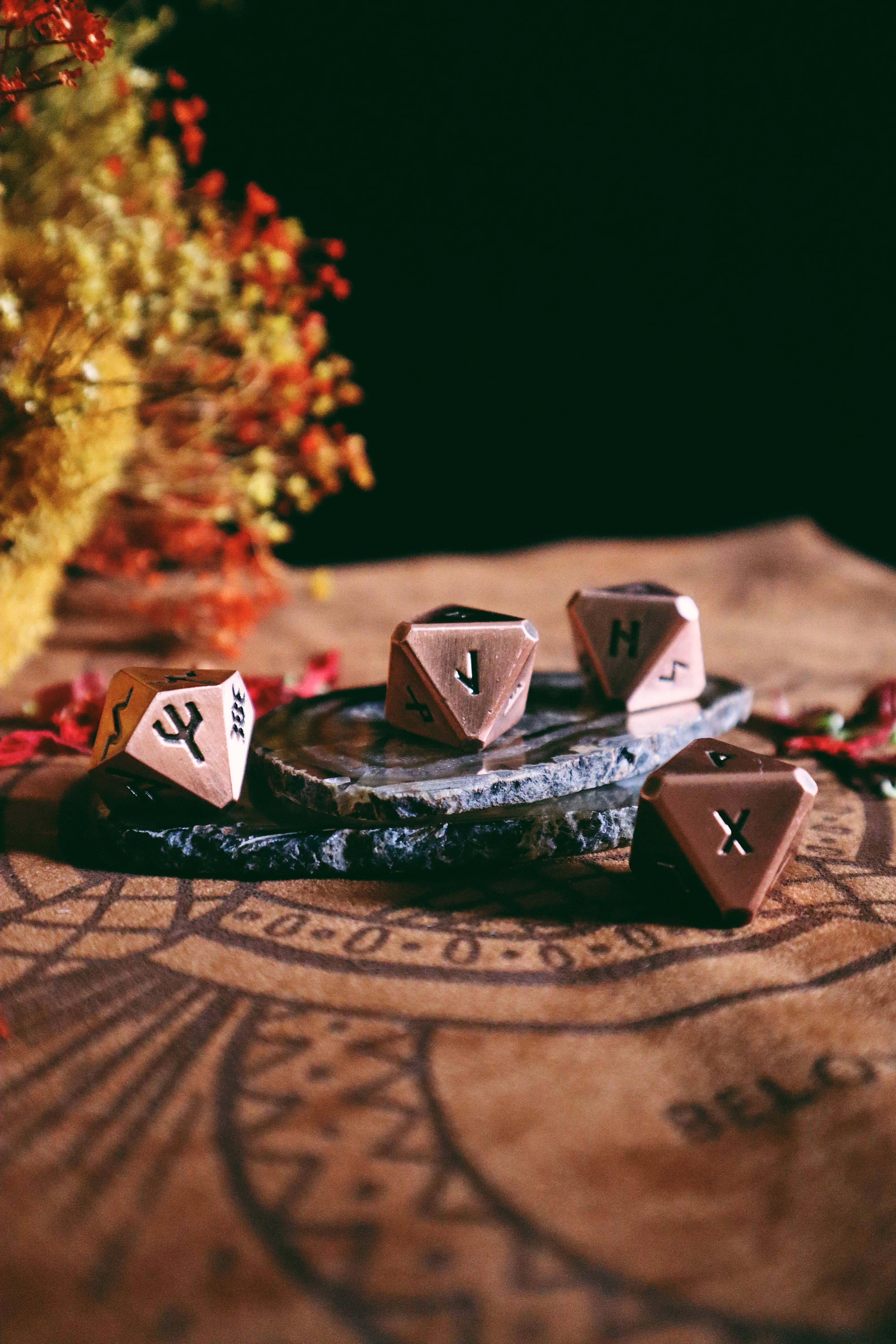 Prisma Visions - Wholesale Dice - Green Glyphs Runic Dice0