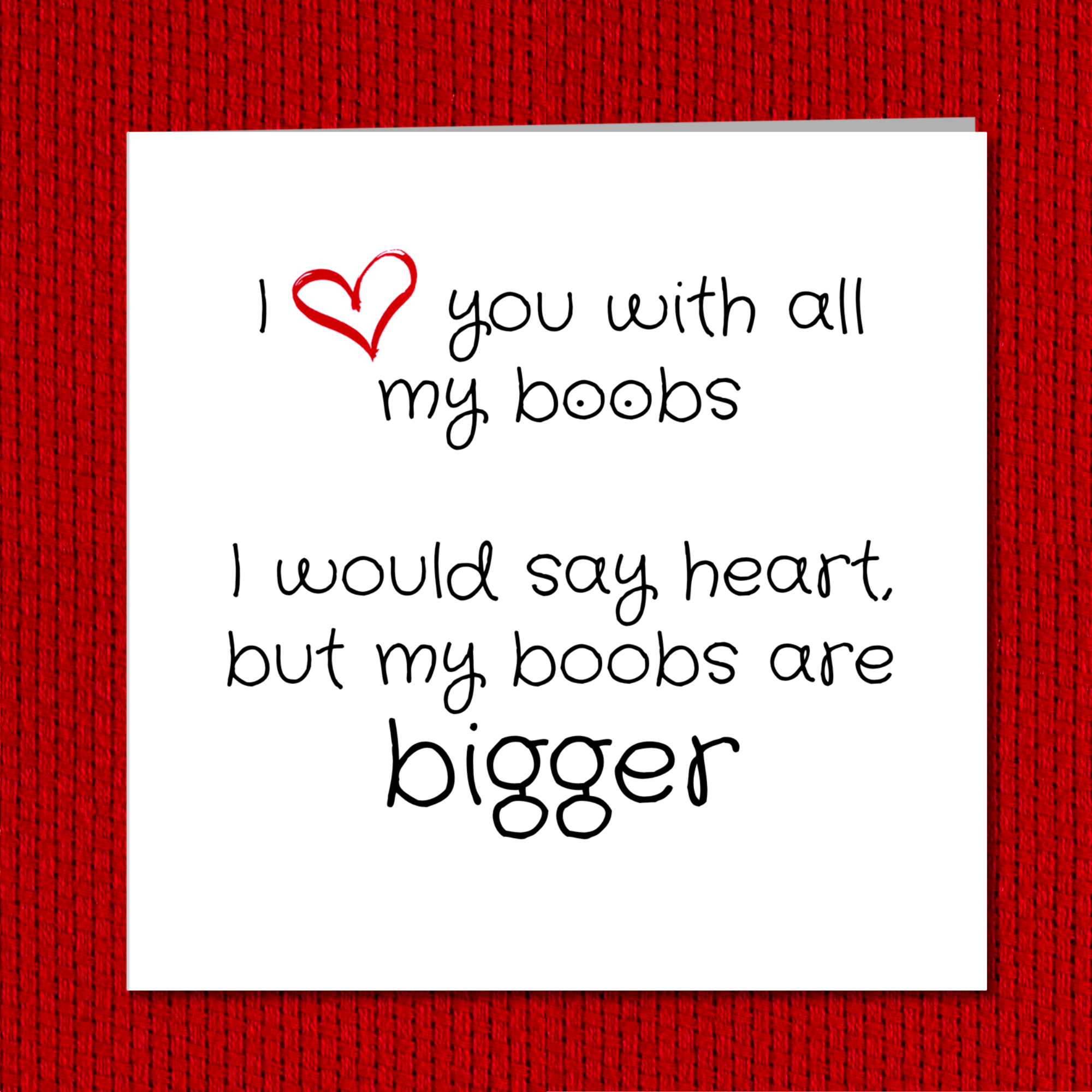 Swizzoo Cards - Vendita all'ingrosso Biglietti per San Valentino - Biglietto con scritta «I love you», per compleanno, anniversario, San Valentino, per fidanzato, marito e moglie. Divertente carta per adulti maleducata e impertinente. Cuore, seni, seni3