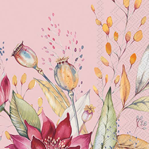 Paper Guest Towels 16 Ct Autumn Meadow Pink Fall Autumn for wholesale by Boston International