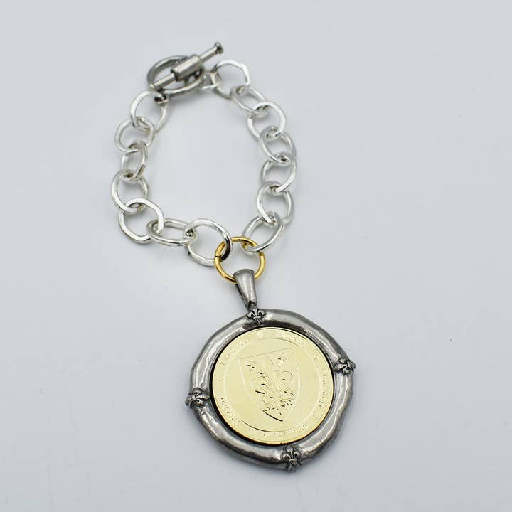 Italian Treasures Collection Florence Fleur De Lis Coin Bracelet for wholesale by Jennifer Ponson Jewelry Designs