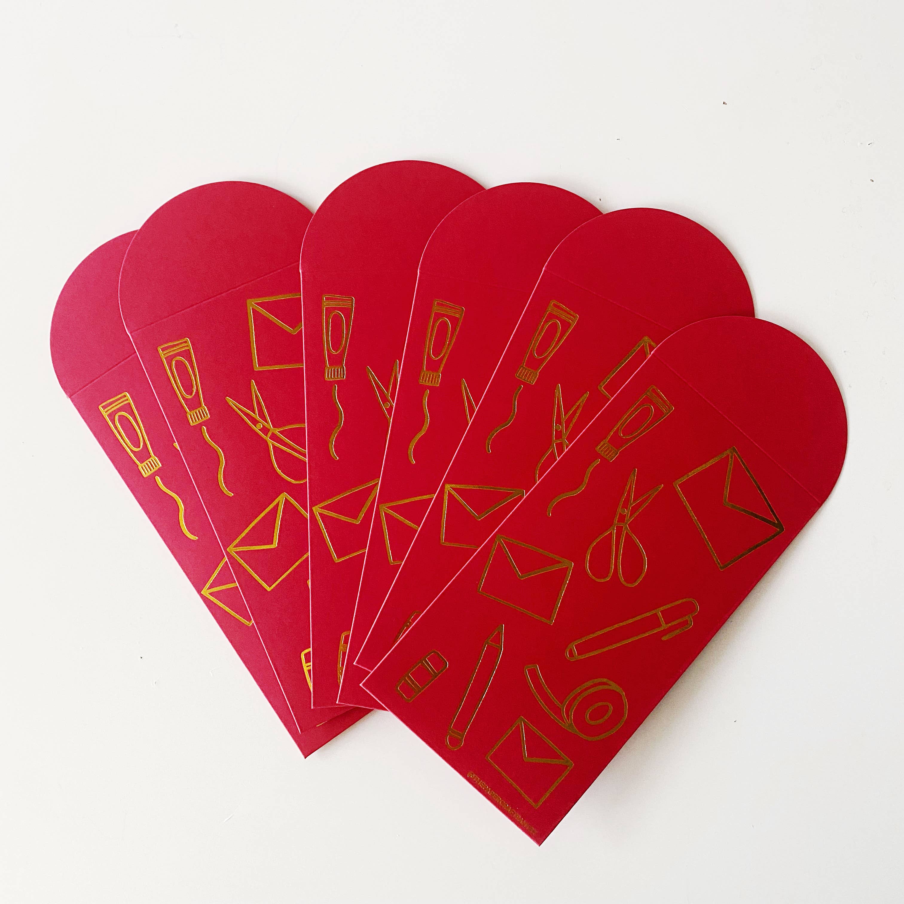 The Paper + Craft Pantry - Wholesale Envelopes - Stationery Doodles Red Packet Envelopes - Set of 61