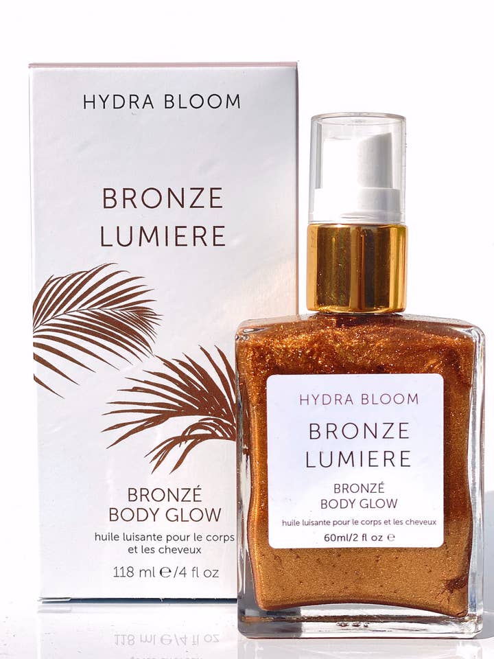 Hydra Bloom Bronze Lumiere Shimmer Oil Body Glow-60ml for wholesale by Lucy B's + HYDRA BLOOM