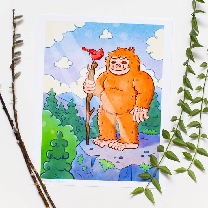 Bigfoot Art Print for wholesale by Vena Carr Illustration
