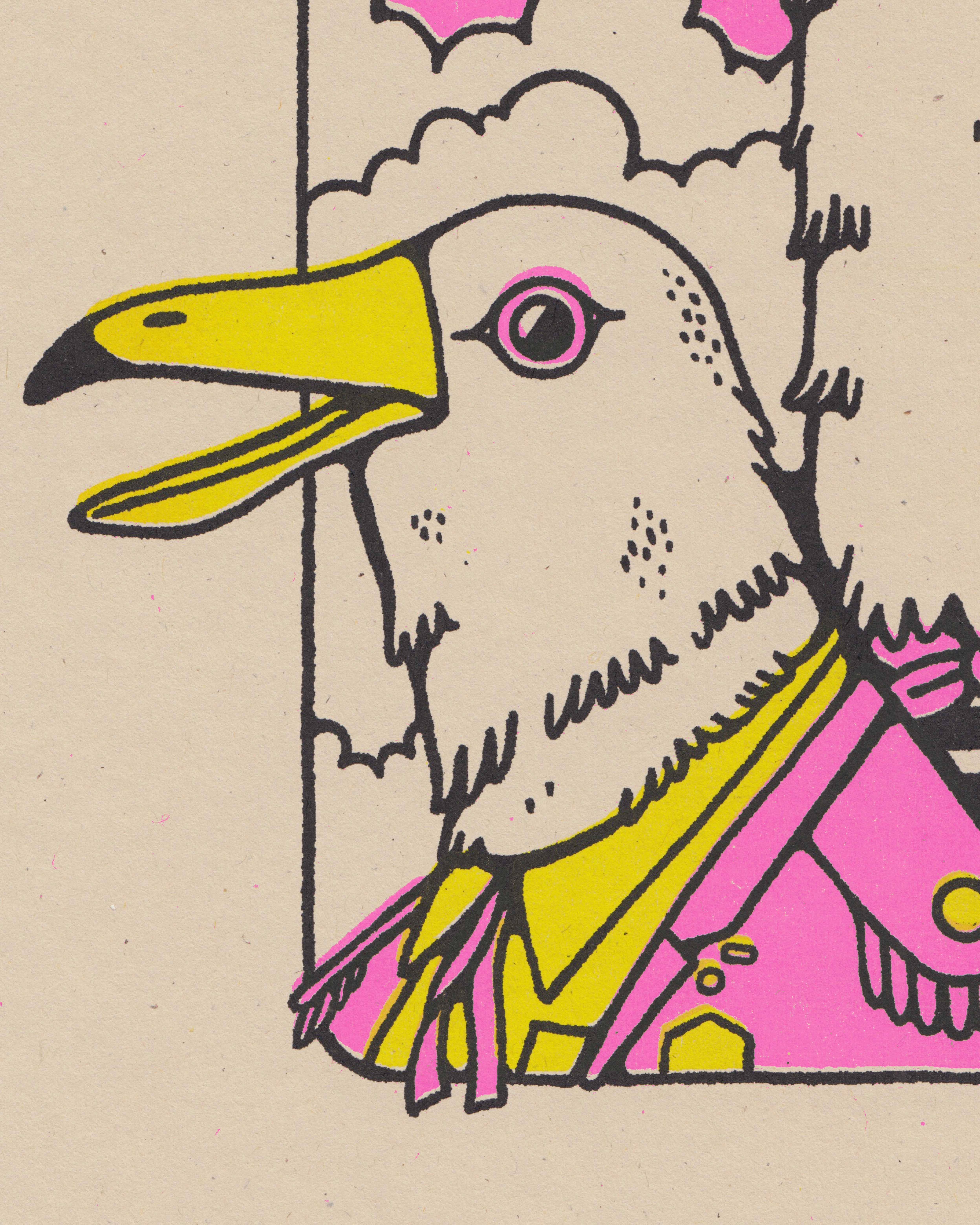 It's Not That Weird - Wholesale Art Print - Sailor Birds riso print2