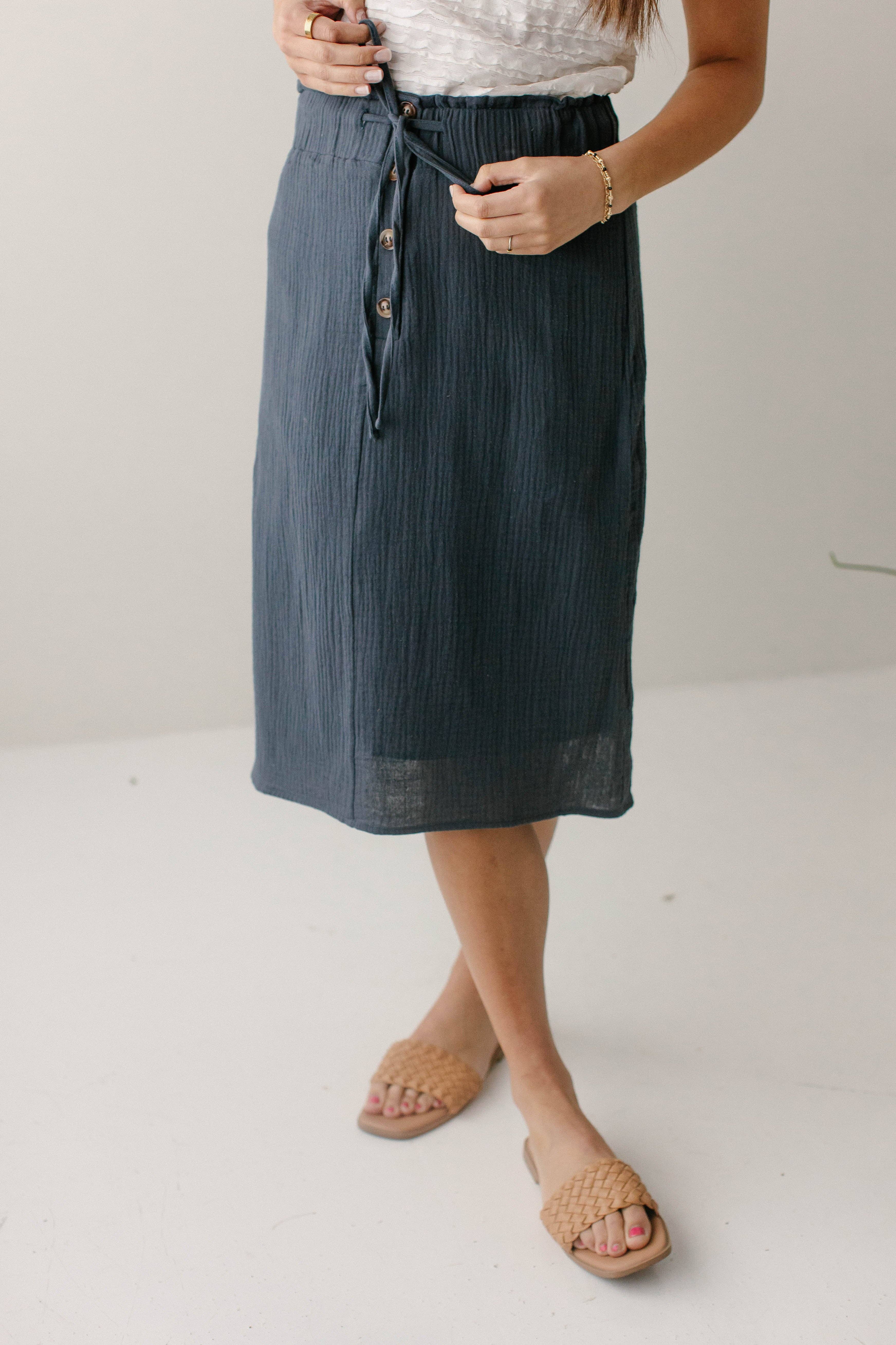 The Main Street Exchange - Wholesale Skirt - Women's - 'Courtney' Paper Bag Waist Cotton Gauze Skirt FINAL SALE4