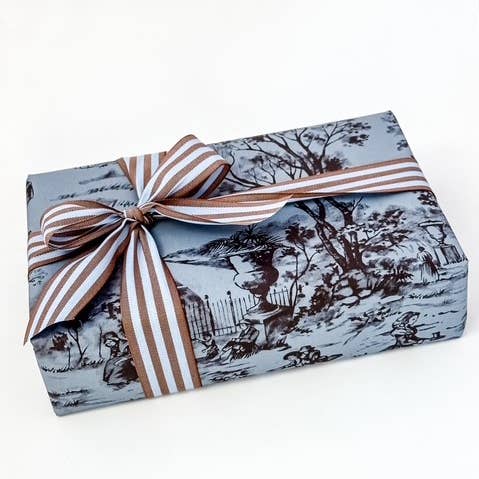 Vintage Garden Kraft Rolls 70cm x 100m sky blue /chocolate for wholesale by CHIC&PAPER