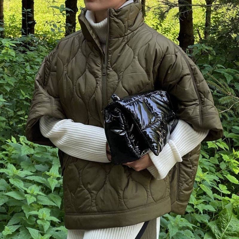 GREEN Cape Style Zip Up Coat for wholesale on Faire9