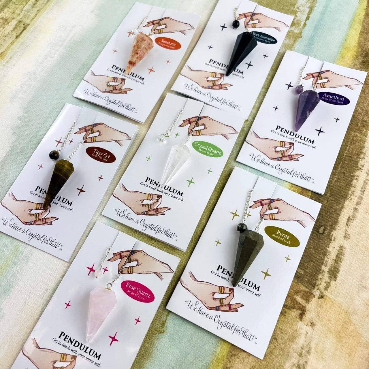 Rock Paradise - Vente Pierre et cristal de spiritualité - Pendule en pierre de cristal à 7 pierres sur chaîne – Guérison spirituelle12