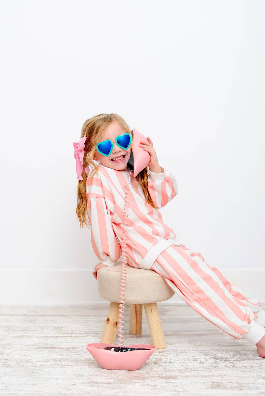 Fancy Shmancy Baby - Wholesale Lounge Set - Kids - (RESTOCK) Pink & White Stripe - Lounge Set5