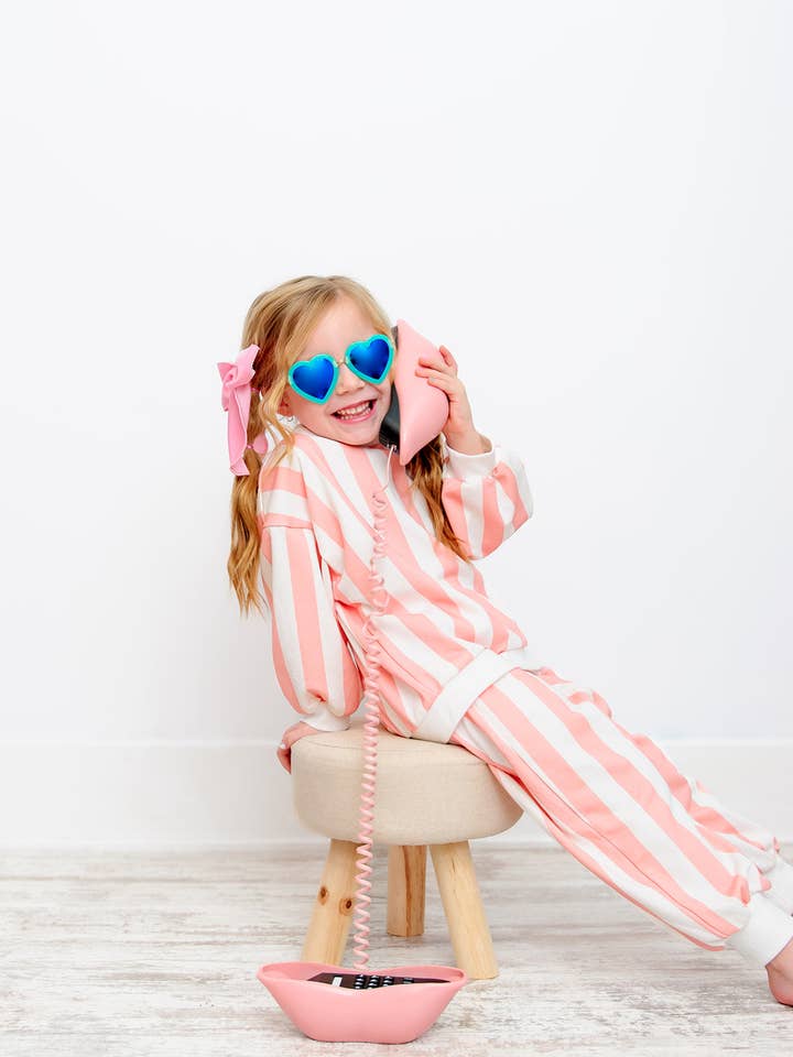 Fancy Shmancy Baby - Wholesale Lounge set – Kids - (RESTOCK) Pink & White Stripe - Lounge Set5
