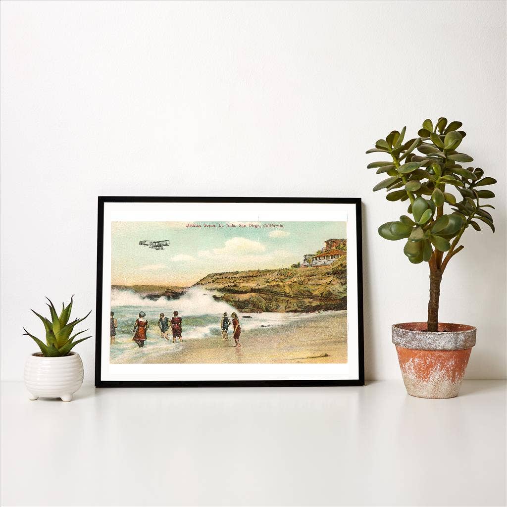 Found Image Press – Impressão artística por atacado – Impressão de Arte SD-455 A Enseada com Biplano Antigo, La Jolla, Califórnia1