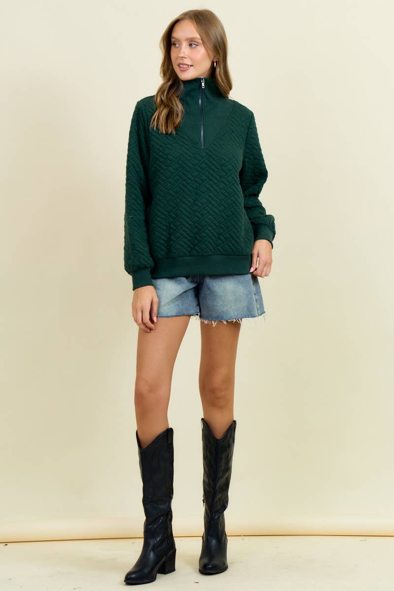 Doe and Rae - Wholesale Sweatshirt - Dames - GEVOERD TOP MET HALVE RITS AAN DE VOORKANT - 45112T14