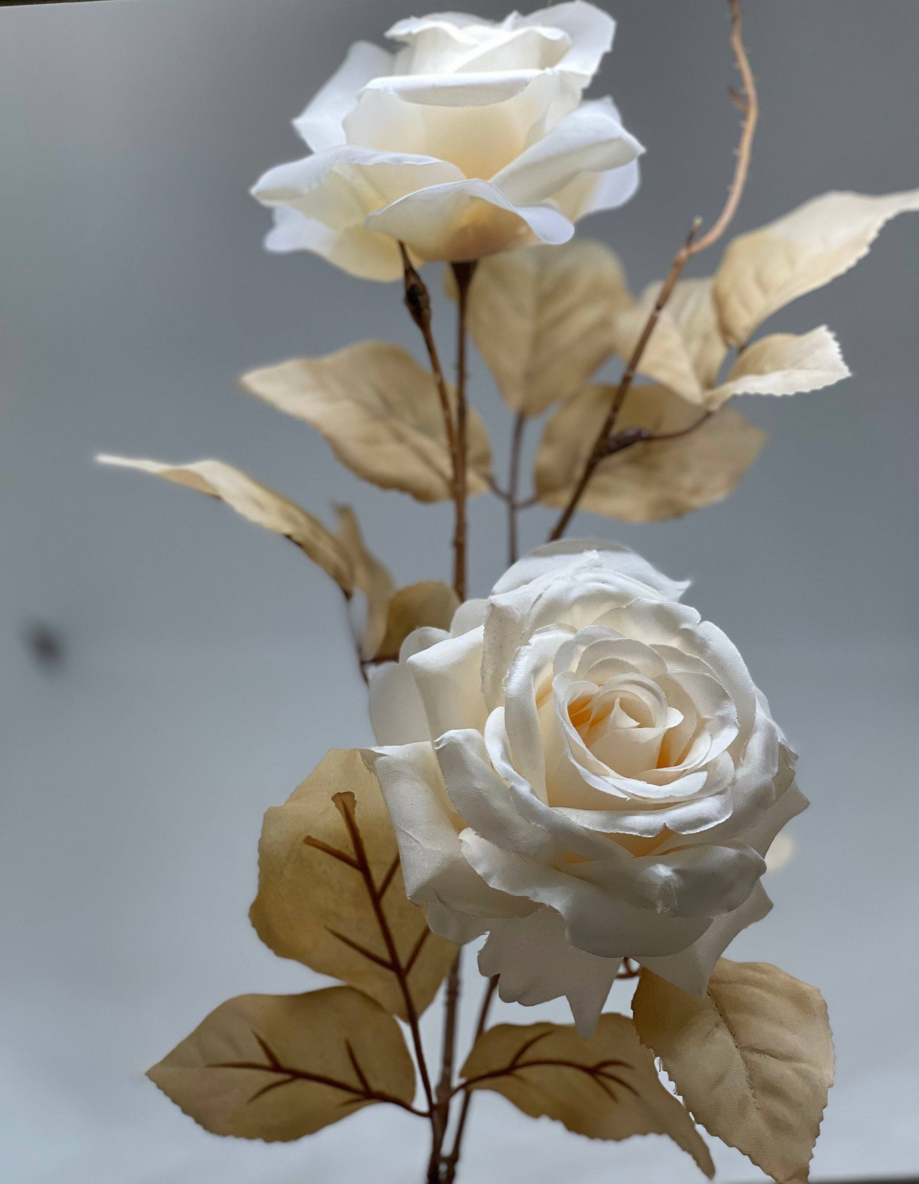 JKF & Co Pty Ltd - Wholesale Artificial flowers - 2 Heads Branch Roses Beige0