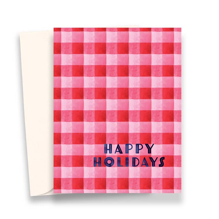 Bright Cheerful Gingham Holiday Cards | Greeting Card Boxset for wholesale by papierwinkel