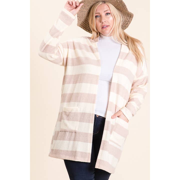 Soft Stripe Open Cardigan for wholesale by Reborn J