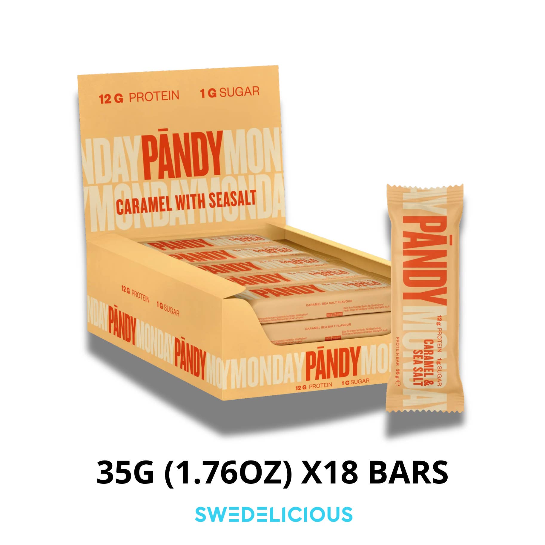 Swedelicious - Swedish Candy - Wholesale Chocolate bar - PANDY - Caramel Sea Salt - Protein Bar