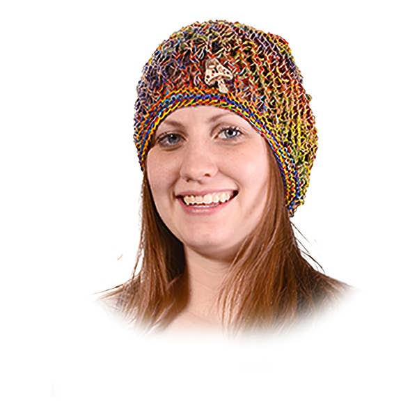 Gypsy Rose - Wholesale Beanie - Women's - Natural and Colored Hemp Headsock Hat with Bone Mushroom0