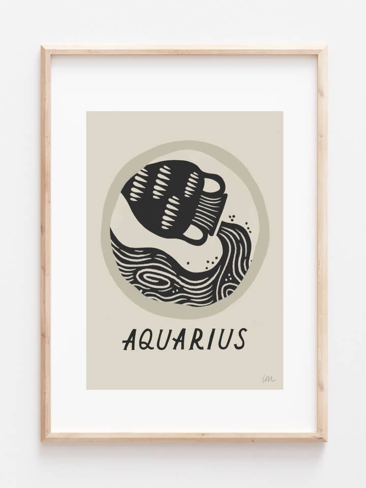 Aquarius Zodiac Star Sign Art Print for wholesale by Lauren Marina