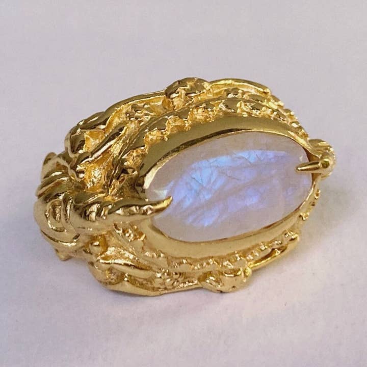 Barong-ring met Rainbow Moonstone 3 van Aaa-kwaliteit voor wholesale door Bonisita