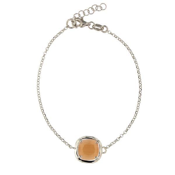 Argent Basic - Wholesale Charm/Dangle Bracelet - ZINNIA SQUARE ORANGE BRACELET