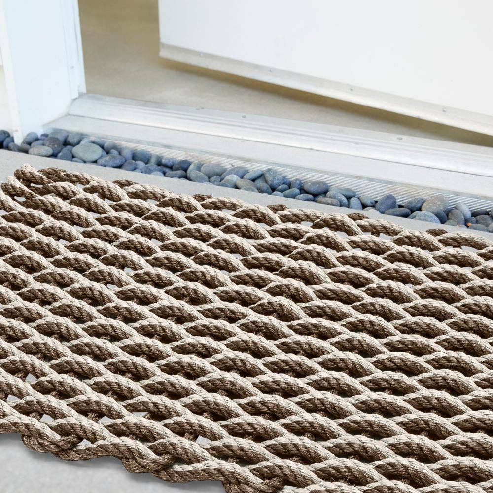 Wicked Good Doormats - Wholesale Door Mat - Lobster Rope Outdoor Doormat: Mocha & Light Tan Double Weave1