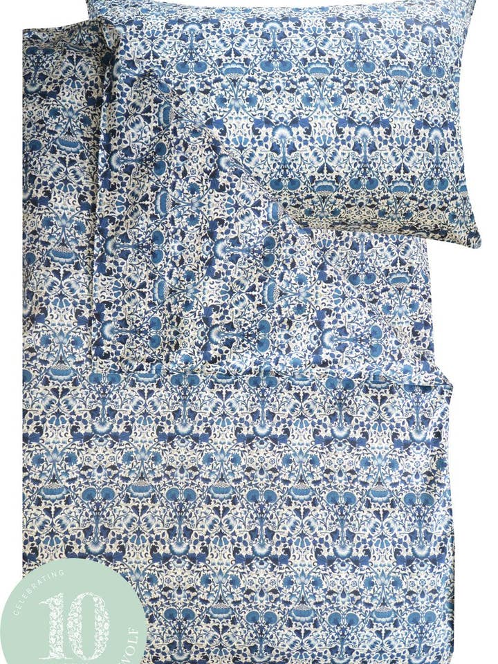 Duvet Set made with Liberty Fabric LODDEN NAVY for wholesale by Coco & Wolf