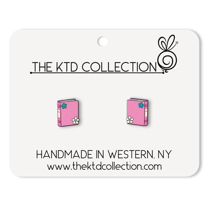Boucles d'oreilles en forme de livres floraux pour la vente par The KTD Collection