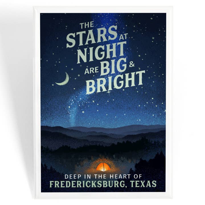 MAGNET Fredericksburg, Texas, carpa y cielo nocturno para venta al por mayor de Lantern Press
