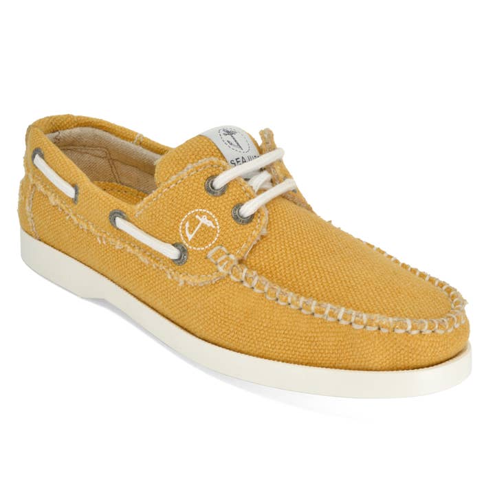 Seajure Women Hemp & Vegan Boat Shoe Saharun Yellow for wholesale by Seajure