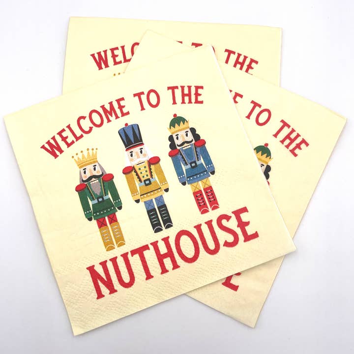 soiree-sisters - Wholesale Disposable Napkin - Funny Christmas Napkins |Welcome To The Nuthouse - 20ct1