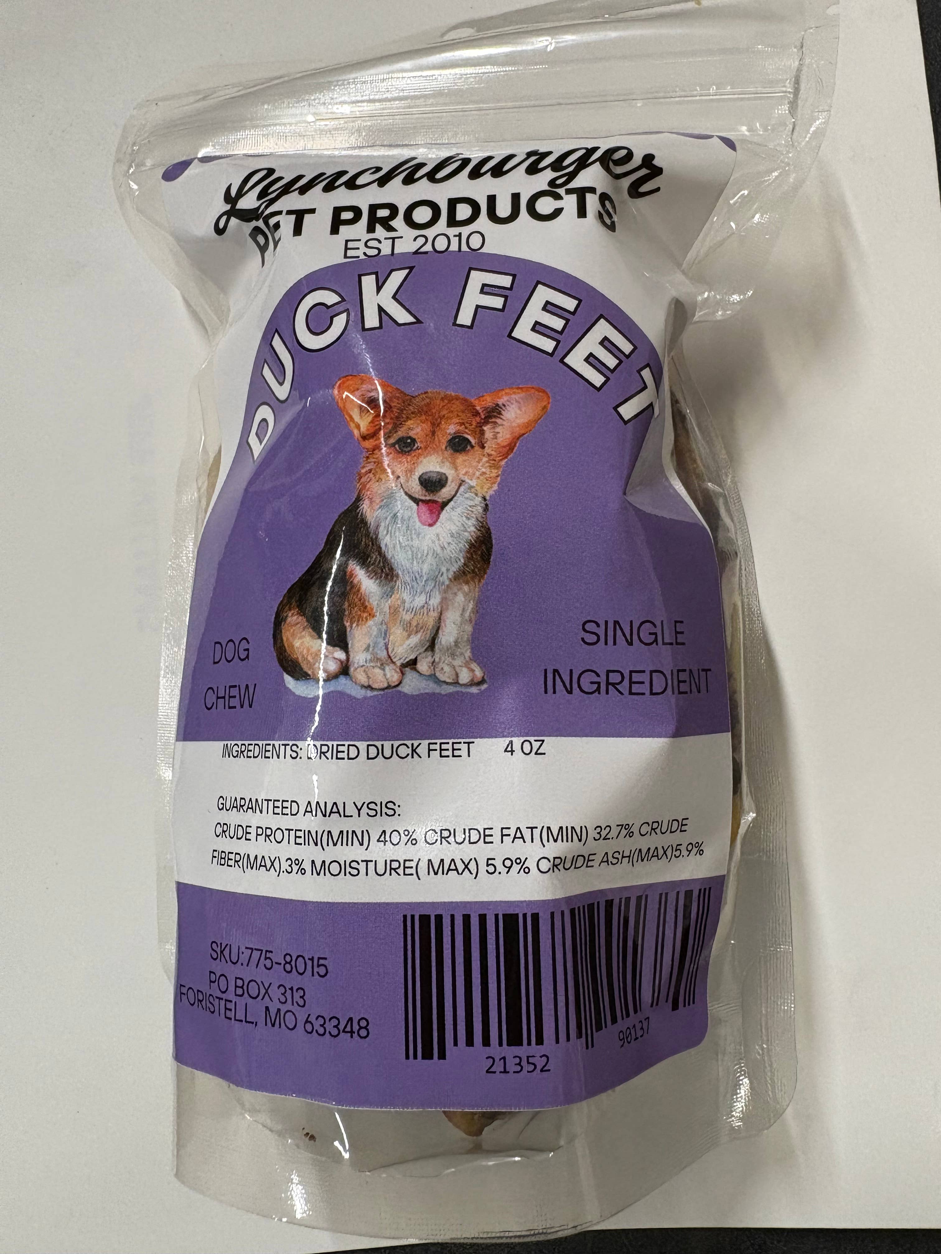 Lynchburger Pet Products - Wholesale Pet Treats - Dog - Duck Feet1
