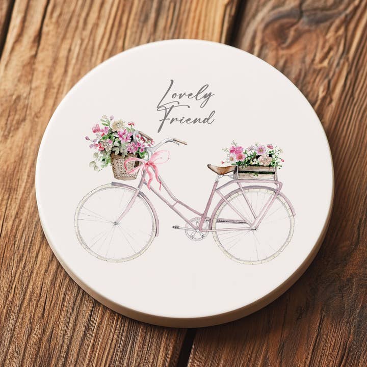 Ceramic Coaster – Friend Gift - Bike Themed Drinks Mat - Table Protector | Heat Resistant, Cork Backed for wholesale by Crumble & Core