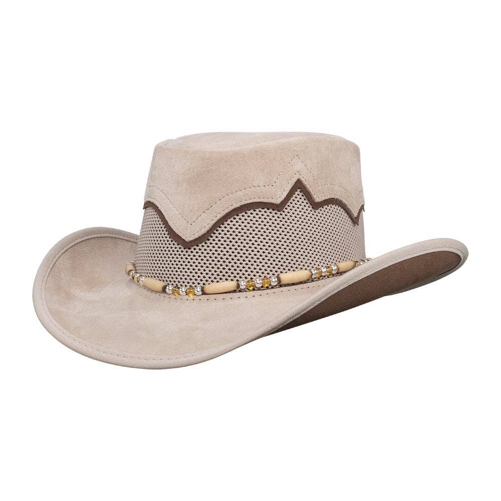 American Hat Makers - Wholesale Cowboy Hat - Unisex - Outback Genuine Leather Mesh Hat - Style Sierra7