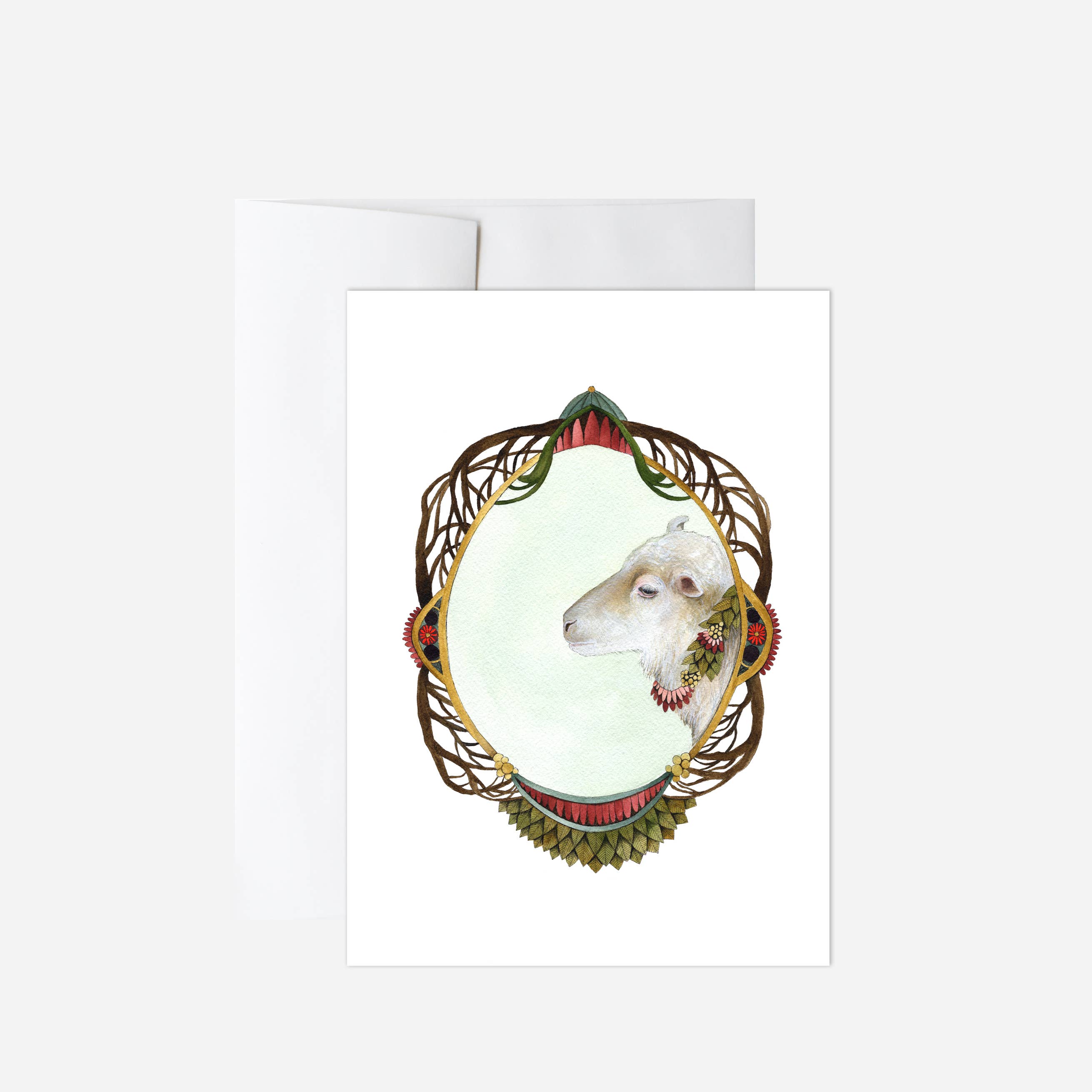 Polanshek of the Hills - Wholesale Everyday Greeting Card - Card - Sheep - Quilted Portrait1